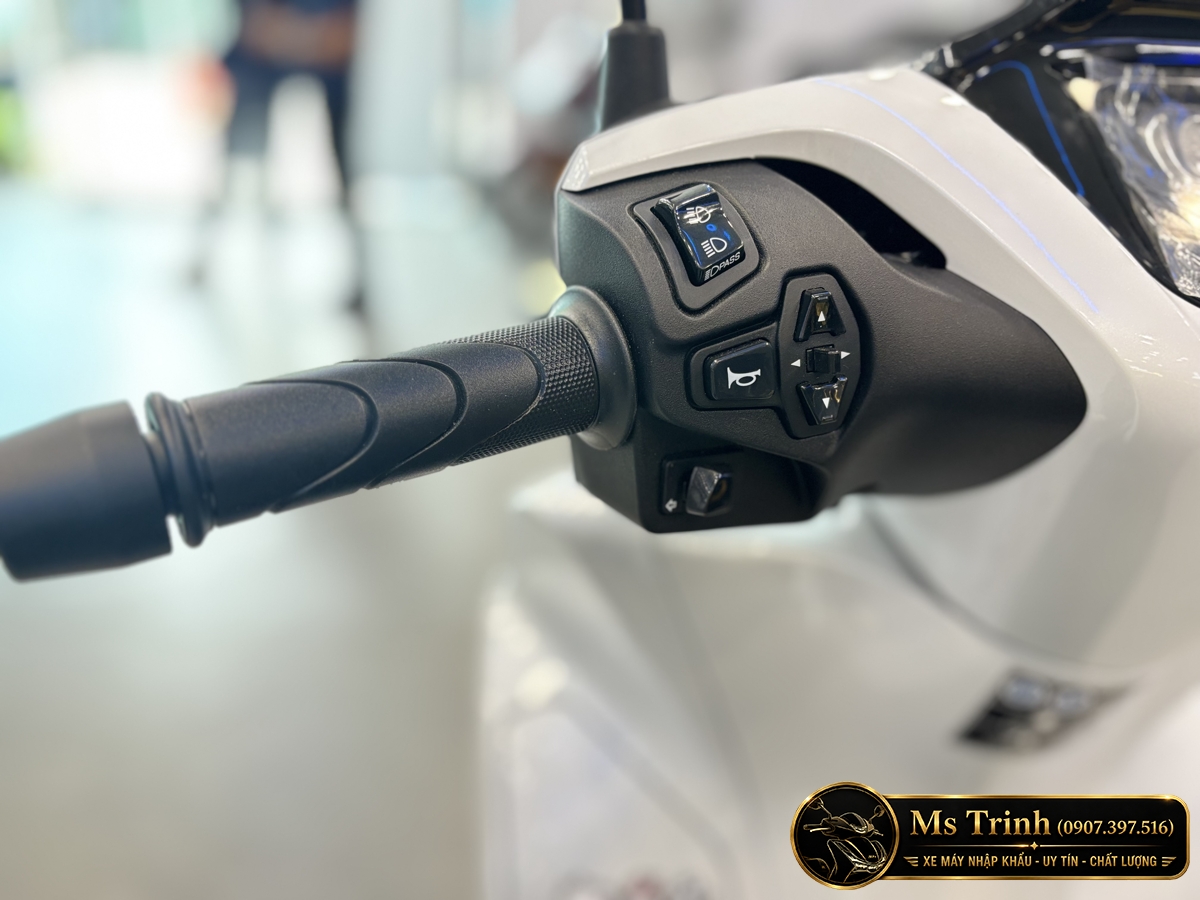 Tay ga và cụm công tắc Idling Stop bên trái trên Honda SH150i Ý custom Malossi